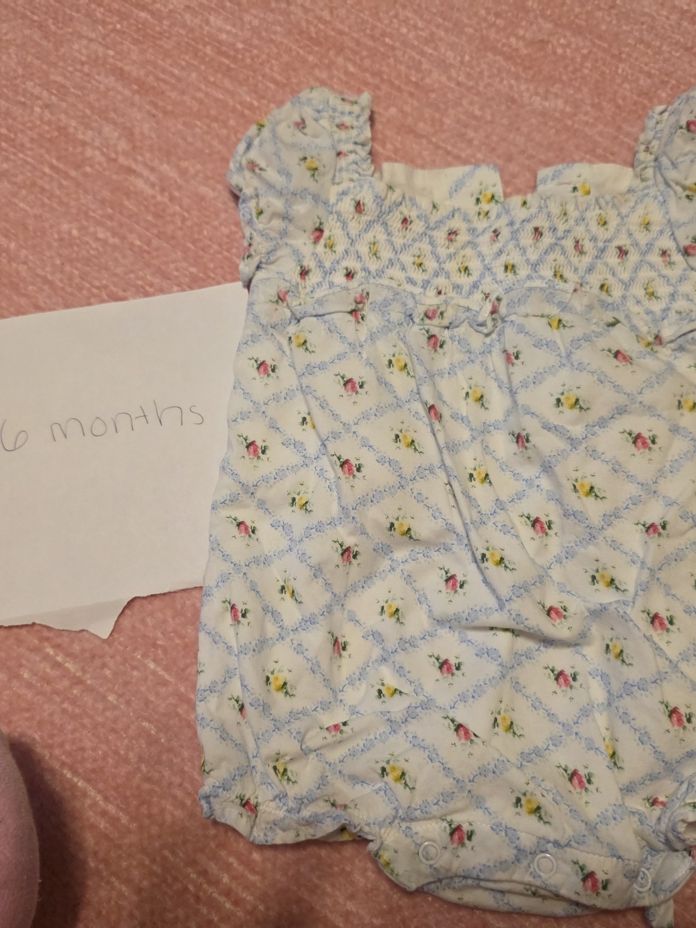 Janie and Jack White Floral Smocked Cotton Romper